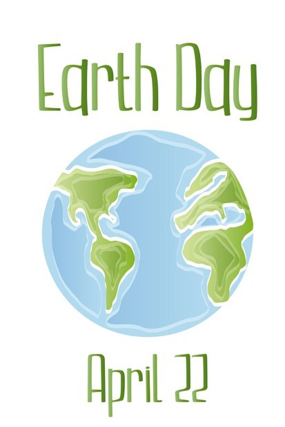 Earth Day text with globe image