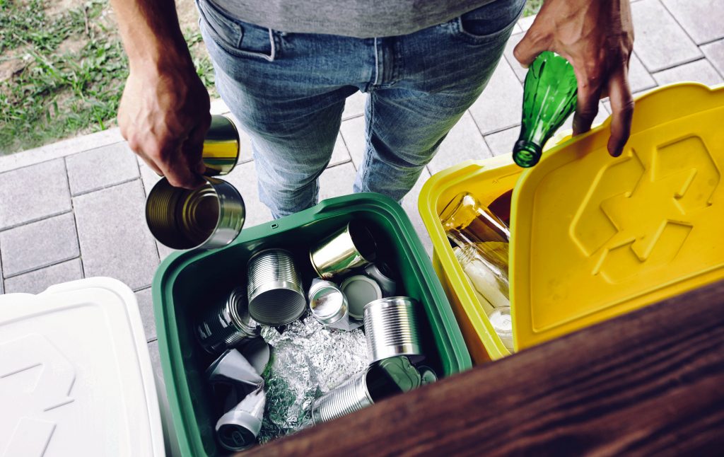 A man recycling materials