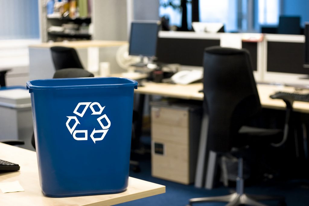 Great image for depicting and promoting recycling in the office. See portfolio for computer and bin close-up.