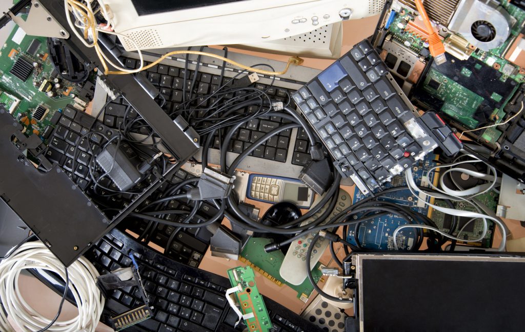 Old computer and e-waste. 