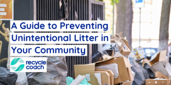 litter piled up as overflow to a dumpster