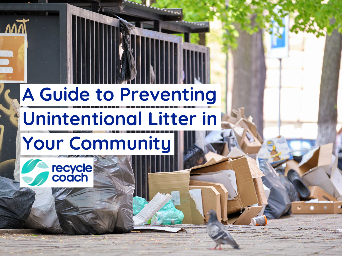 litter piled up as overflow to a dumpster