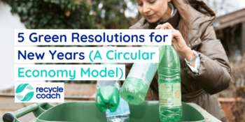 Woman throwing plastic bottles in a recycling bin