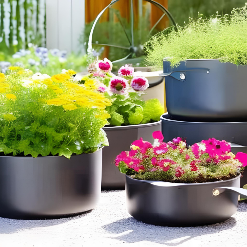 pots and pans as planters