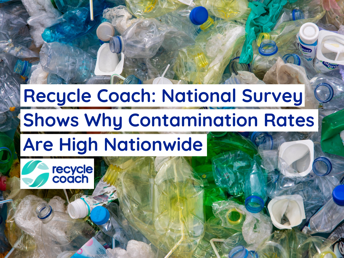 Title on top of image of recyclables with contamination