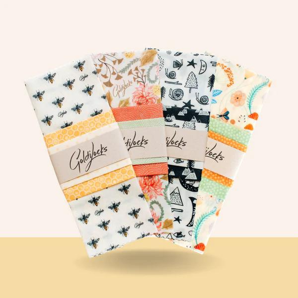 variety of patterned beeswax wraps