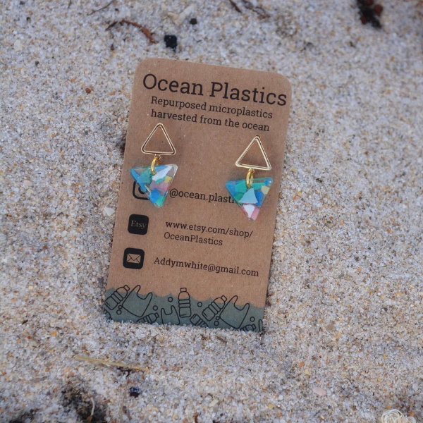 earrings made from ocean plastics