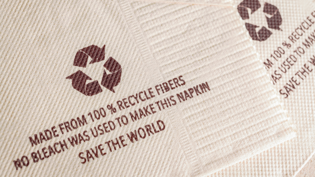 Napkins made from recycled paper